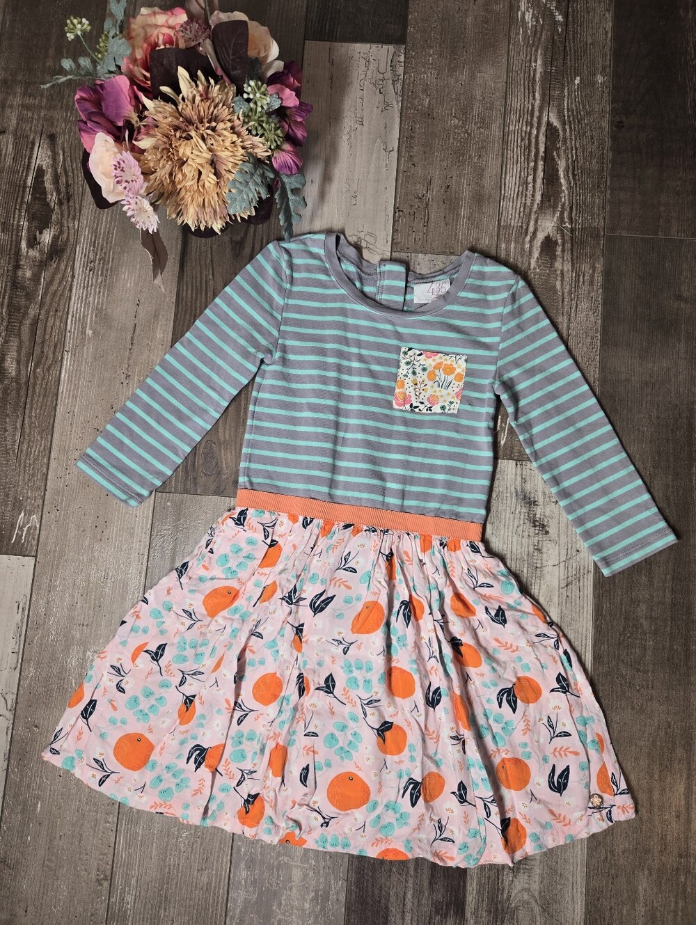 435 by Matilda Jane with Joanna Gaines Striped Citrus Girls Dress – Size 8 NWOT